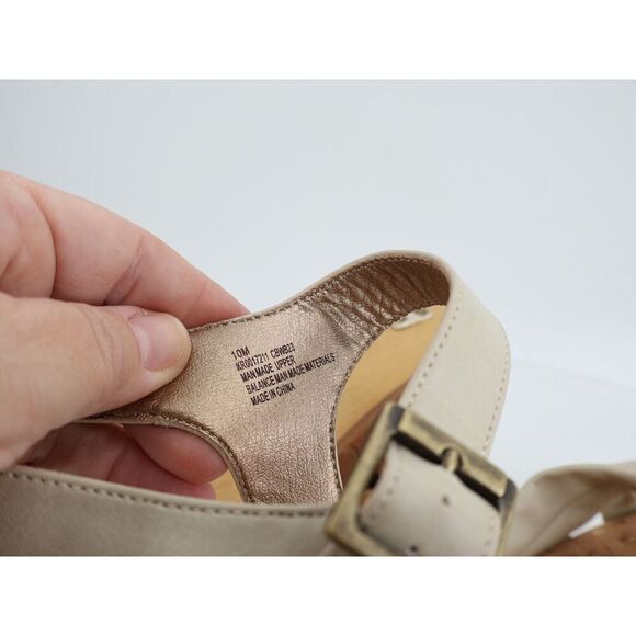 Korks Kork Ease Dawson Ivory Platform Wooden Wedge Sandals Ankle Strap Size 10M - Picture 13 of 14